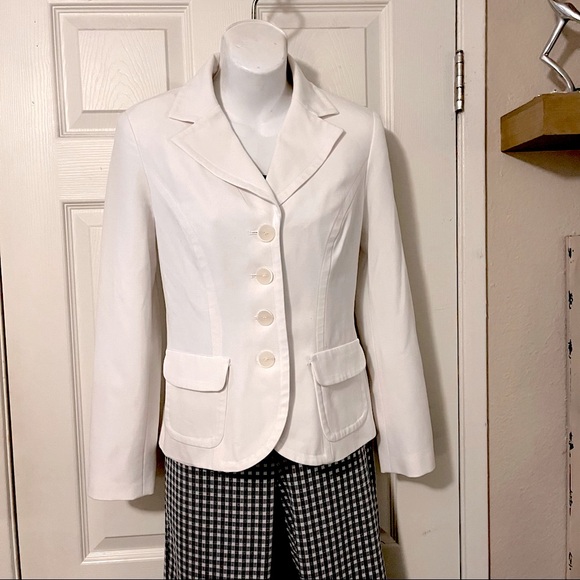 Focus 2000 White Three Button Lined Long Sleeve Blazer Jacket Sz 2P - Picture 2 of 8